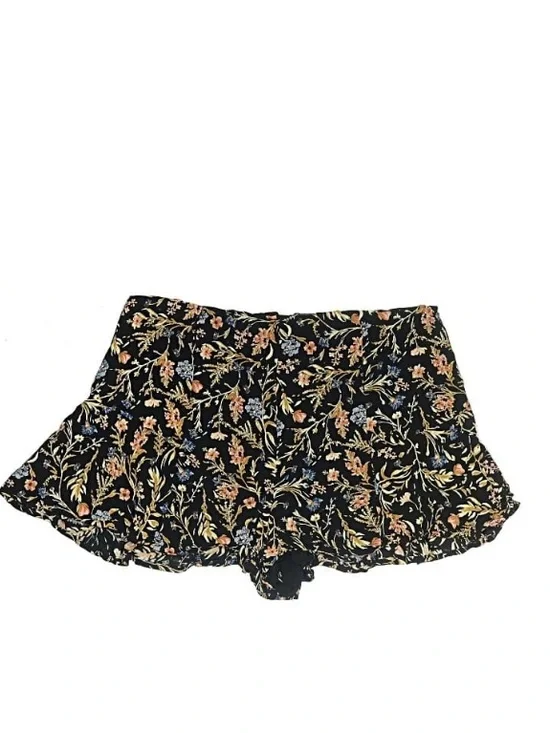 Kimchi Blue Black Floral Ruffle Shorts with Blue and Pink Accentst - Picture 10 of 10